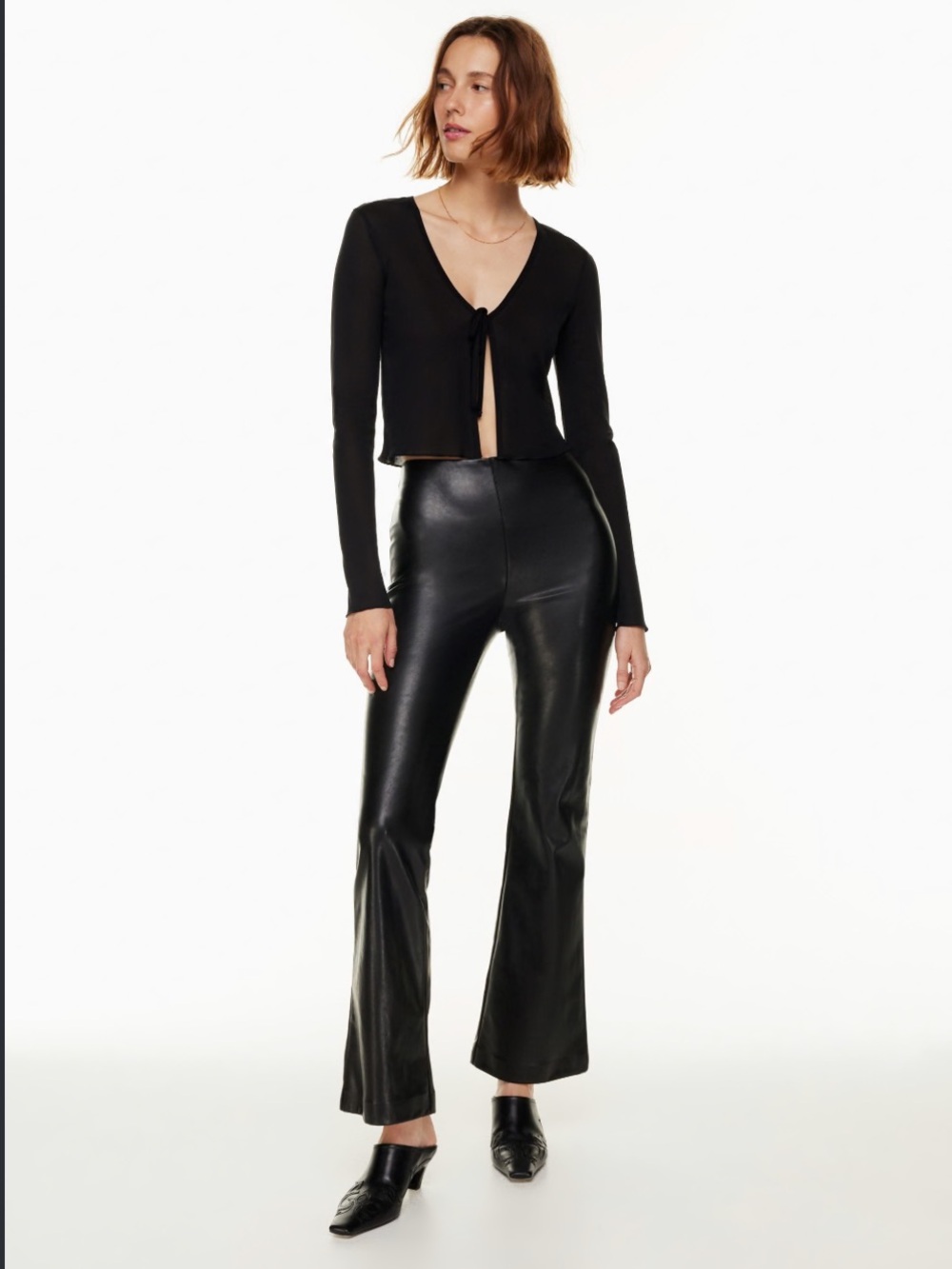 Wilfred Black Faux Leather High-Rise Flare Pants